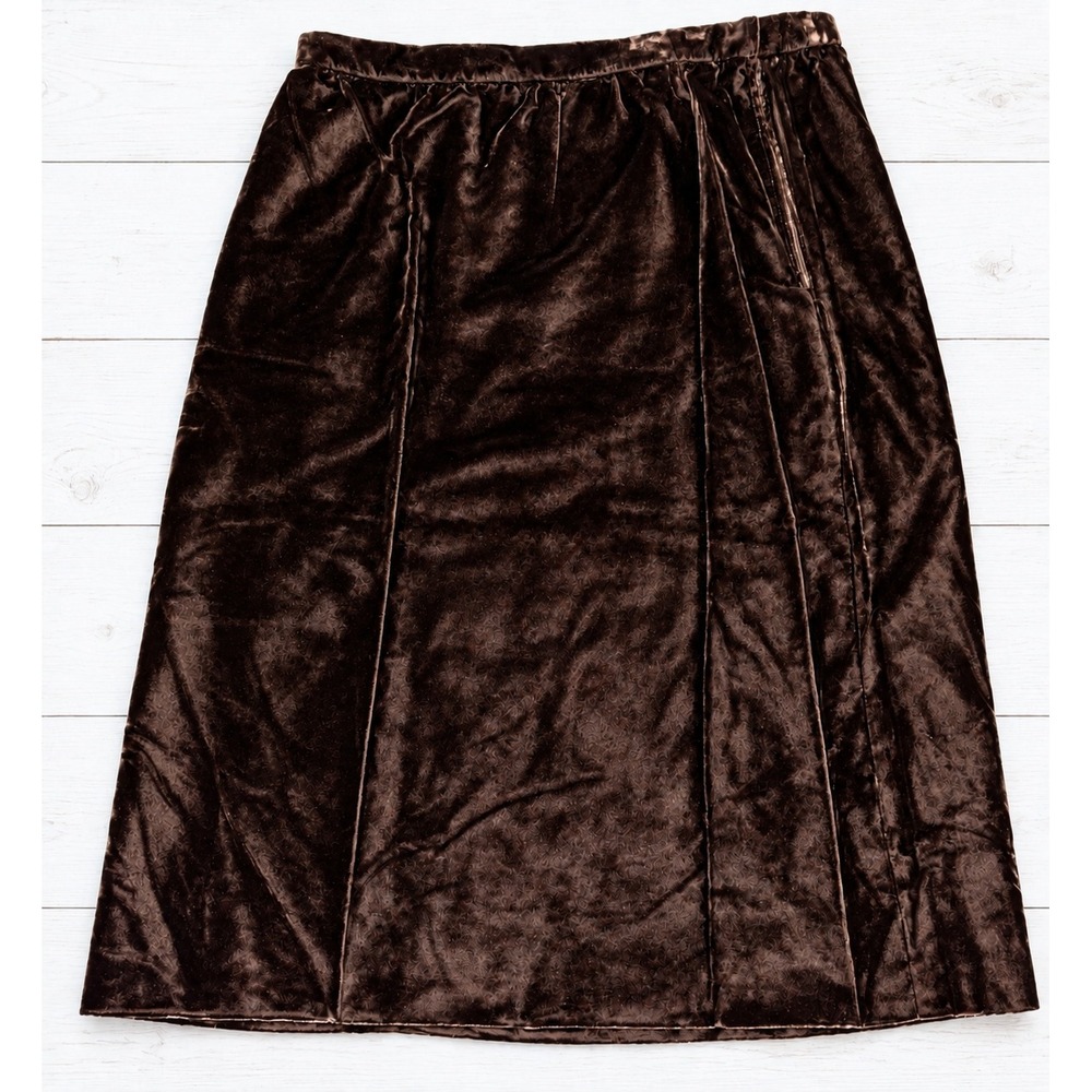 Vintage Velvet A-Line Midi Skirt Brown Goth Whimsigoth Size 14 4277
